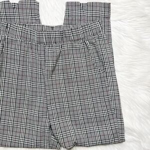 Nic & Jo Plaid Straight Leg Pants Grey Black White Size Small